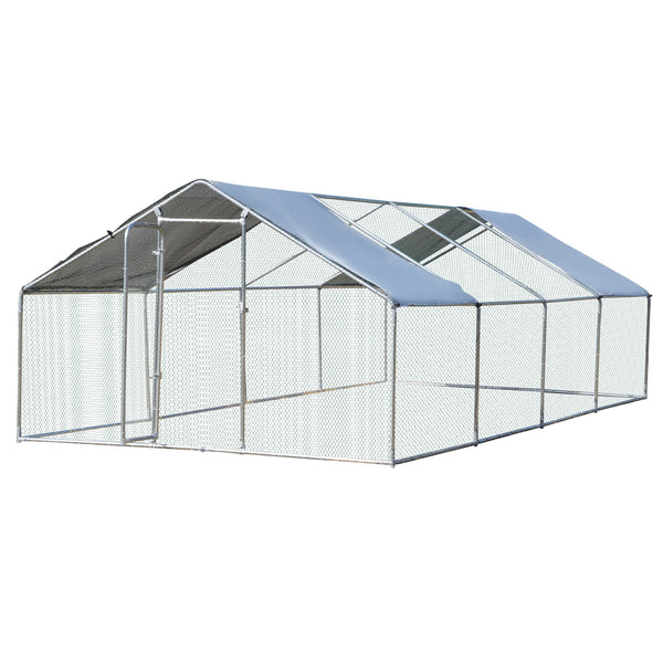 Pollaio per Galline 300x800x195 cm in Metallo Zincato con Copertura Argento acquista