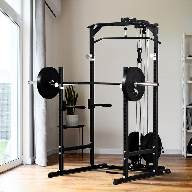 Stazione Fitness Multifunzione 155x118x220 cm in Acciaio Nero