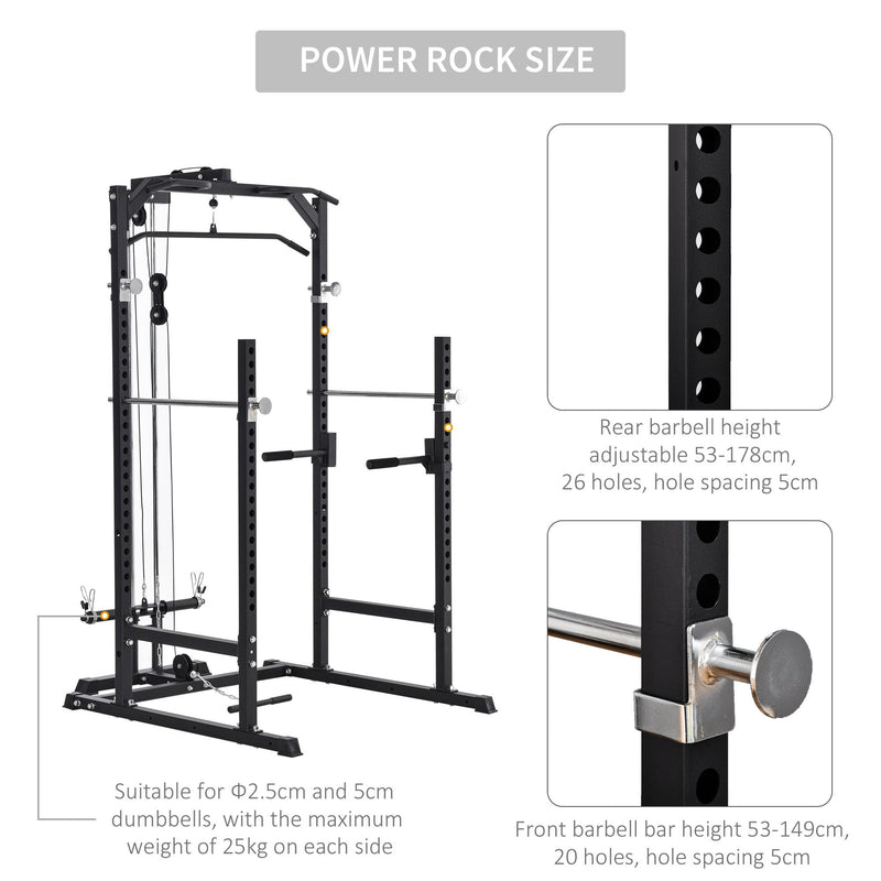 Stazione Fitness Multifunzione 155x118x220 cm in Acciaio Nero