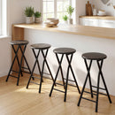 Set 2 Sgabelli Bar 34x30x70 cm Pieghevoli con Doppio Poggiapiedi in Legno e Acciaio Nero      