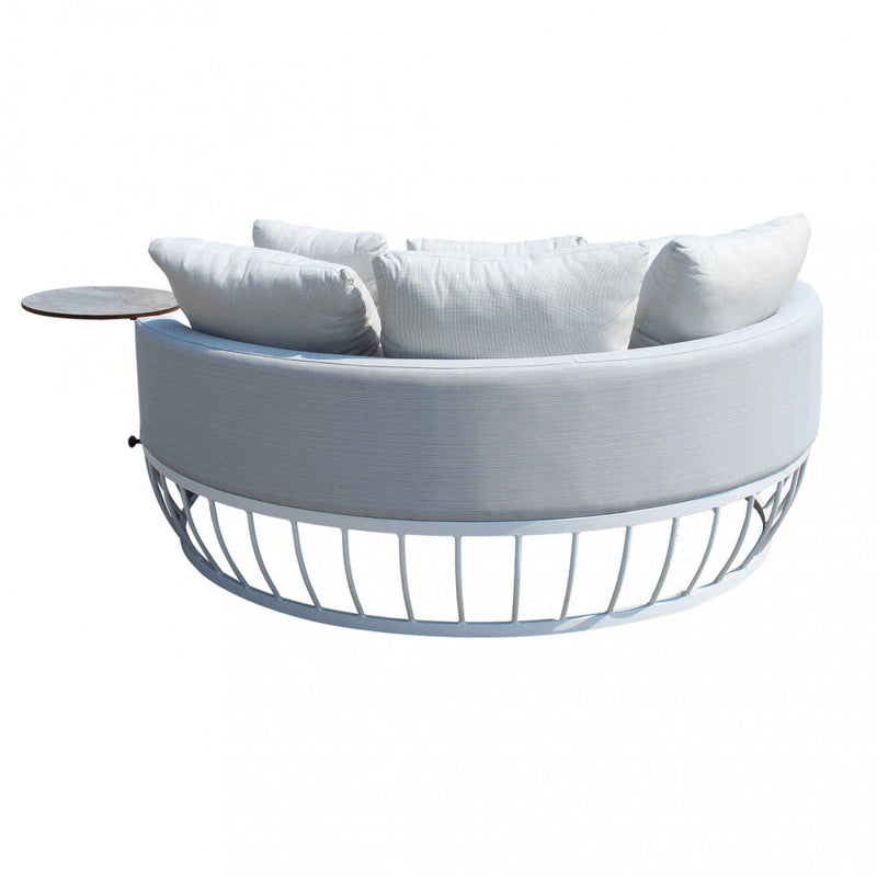 Divano Letto con Tavolino Salvador Ø165x30/60 h cm in Alluminio Bianco