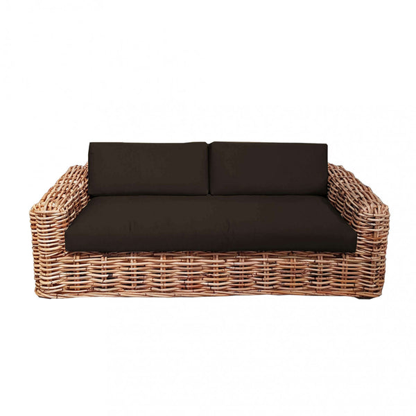Divano Polinesia 2 Posti con Cuscini 75x194x105 cm in Rattan Marrone online