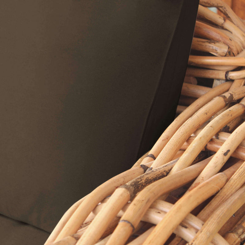 Divano Polinesia 2 Posti con Cuscini 75x194x105 cm in Rattan Marrone