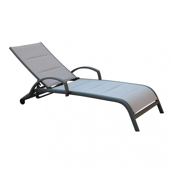 Lettino Prendisole da Giardino Malaga Impilabili 196,5x71x92,5 h cm in Alluminio Taupe sconto