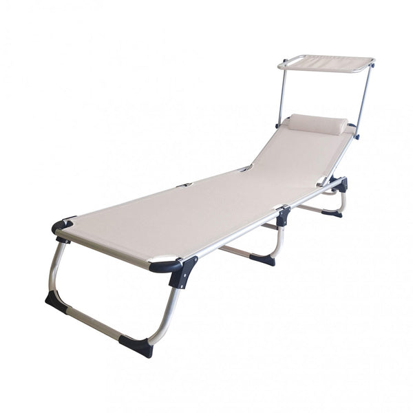 Lettino Prendisole da Giardino Pieghevole Kamp Beige 188x59x30 cm cm in Alluminio Beige sconto