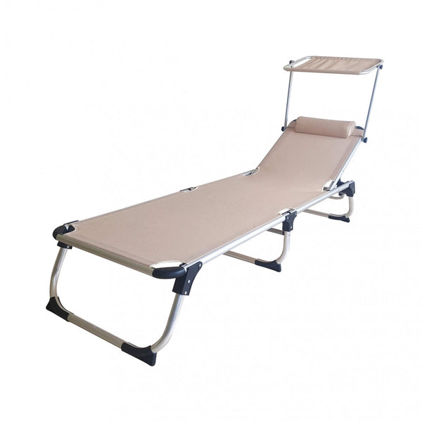 Lettino Prendisole da Giardino Pieghevole Kamp Tortora 188x59x30 cm cm in Alluminio Beige acquista