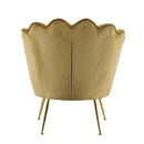 Poltrona Imbottita Schienale a Conchiglia in Velluto Piedi Oro Marrone