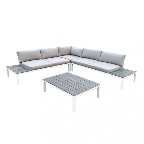 Salotto Angolare Tokyo con Cuscini in Alluminio Bianco acquista