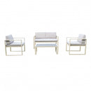 Set Salotto da Giardino Divano 2 Poltrone e Tavolino con Cuscini in Alluminio Tortora