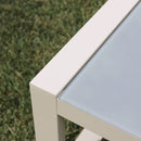 Set Salotto da Giardino Divano 2 Poltrone e Tavolino con Cuscini in Alluminio Tortora