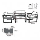 Set Salotto da Giardino Divano 2 Poltrone e Tavolino con Cuscini in Alluminio Tortora