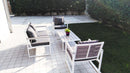 Set Salotto da Giardino Divano 2 Poltrone e Tavolino con Cuscini in Alluminio Bianco