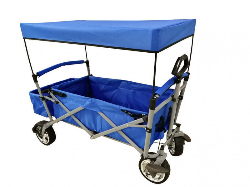 Carrello Pieghevole con Tettuccio Baja 61x125x99 h cm in Acciaio Blu