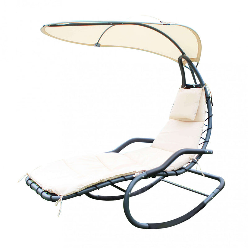 Dondolo Murano C/Tettuccio 165x125x184 h cm in Acciaio Bianco