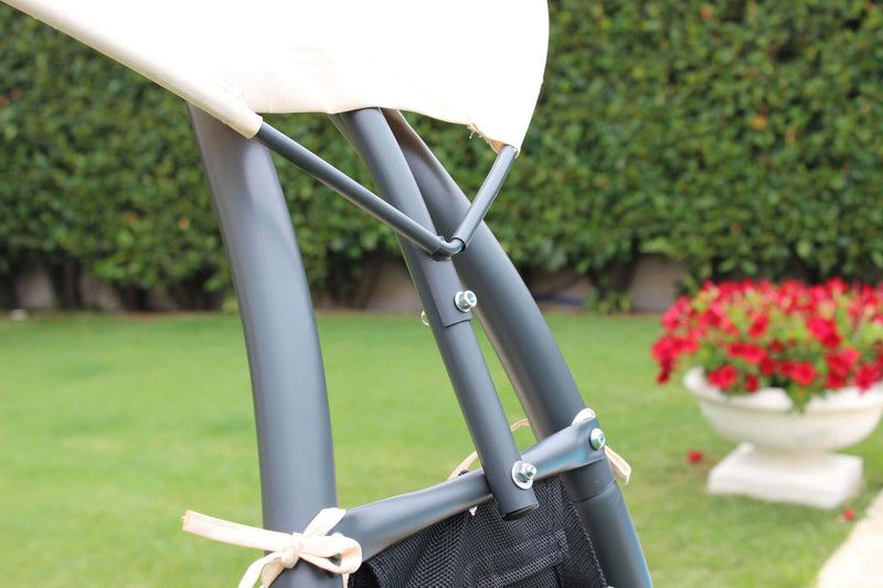 Dondolo Murano C/Tettuccio 165x125x184 h cm in Acciaio Bianco