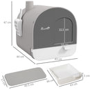 Lettiera per Gatti Chiusa con Filtri 43x44x47 cm Paletta e Vassoio  in PP Grigio