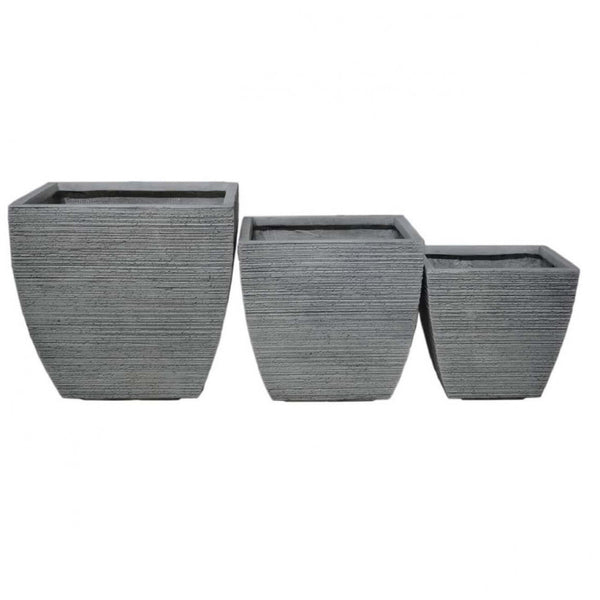 sconto Set 3 Vasi Calendula in Fibra di argilla Grigio