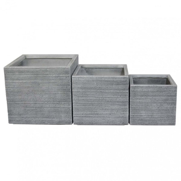 online Set 3 Vasi Lavanda in Fibra di argilla Grigio