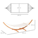 Amaca da Giardino 392x120x102 cm con Supporto in Legno di Pino e Cotone Bianca