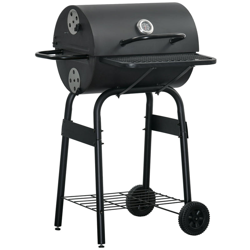Barbecue a Carbone Carbonella 68x63x102 cm con Coperchio in Metallo Nero