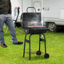 Barbecue a Carbone Carbonella 68x63x102 cm con Coperchio in Metallo Nero