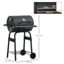 Barbecue a Carbone Carbonella 68x63x102 cm con Coperchio in Metallo Nero