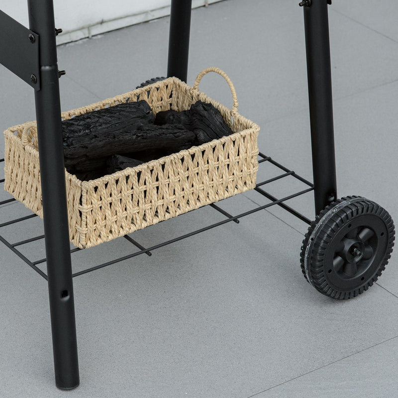 Barbecue a Carbone Carbonella 68x63x102 cm con Coperchio in Metallo Nero