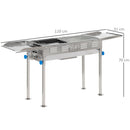 Barbecue a Carbone Carbonella 120x31x60-70 cm in Acciaio Inox Argento