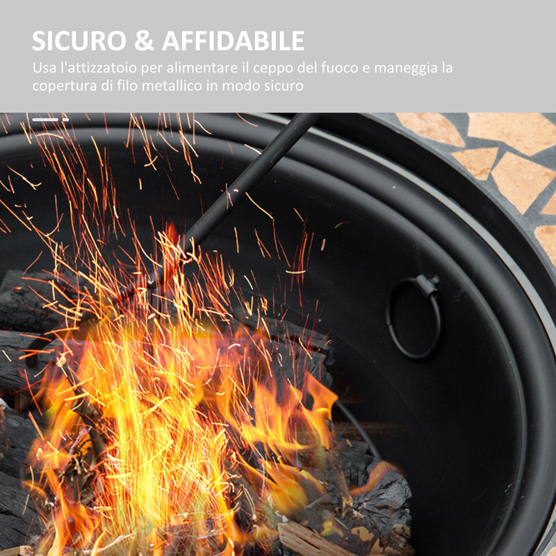 Braciere da Giardino 68x68x45 cm in Metallo e Ceramica