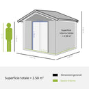 Casetta Box da Giardino 197,5x160x178-201 cm in acciaio e Polipropilene Marrone