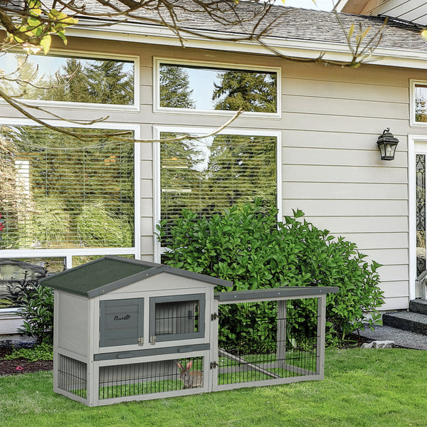 acquista Conigliera da Esterno 154,5x52,5x68,5 cm in Legno d'Abete Grigio