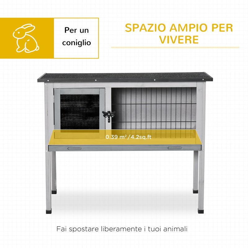 Conigliera da Esterno 86x45x70 cm in Legno Grigio