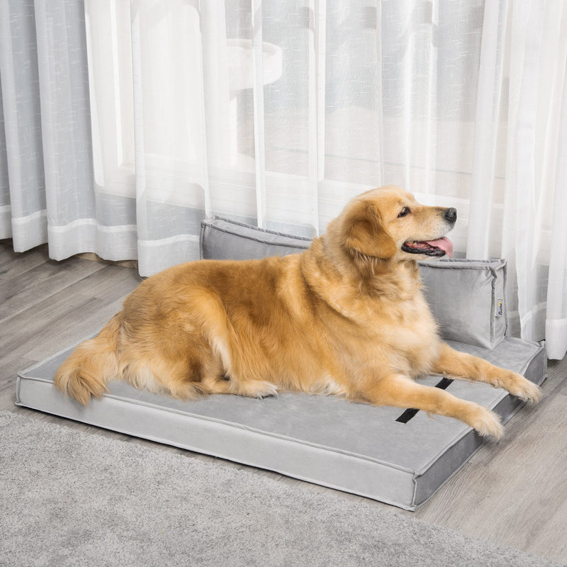 Cuccia per Cani e Gatti 99x71x28 cm in Tessuto Effetto Velluto Grigio