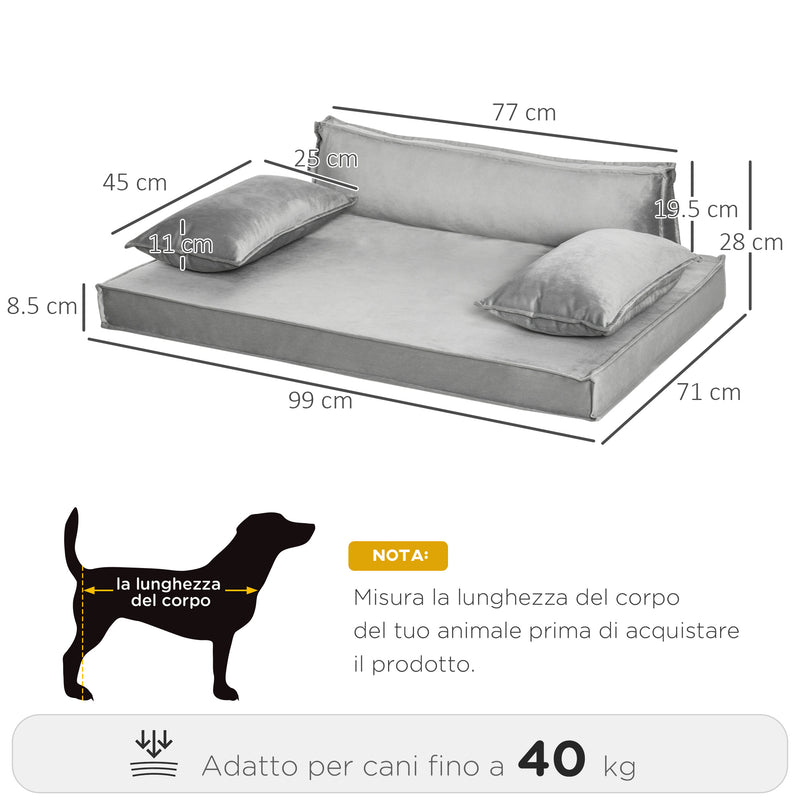 Cuccia per Cani e Gatti 99x71x28 cm in Tessuto Effetto Velluto Grigio