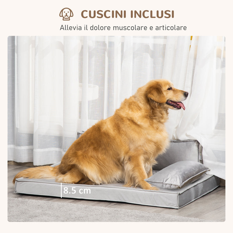 Cuccia per Cani e Gatti 99x71x28 cm in Tessuto Effetto Velluto Grigio