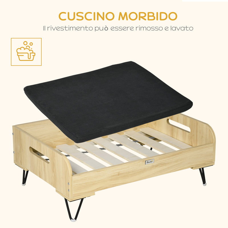 Cuccia per Cani e Gatti 82x56x31,5 cm in MDF e Acciaio Nero