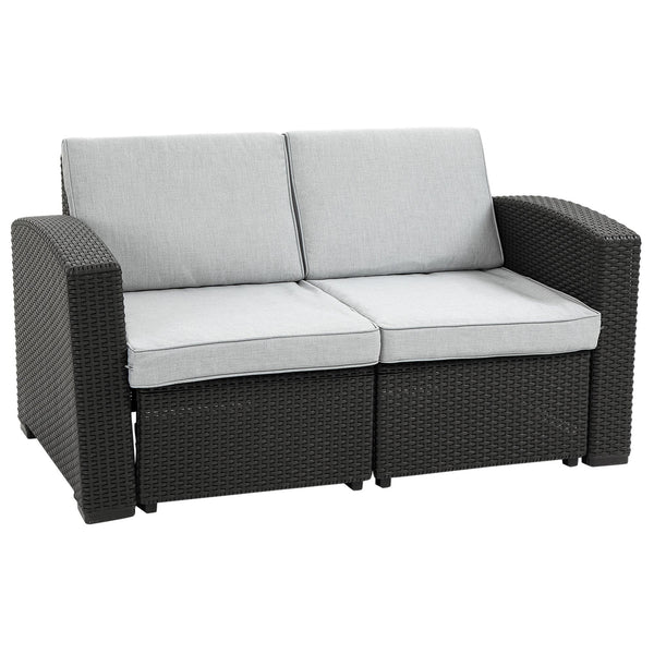 online Divano da Giardino 141x71x75 cm in Polipropilene Effetto Rattan Grigio e Nero
