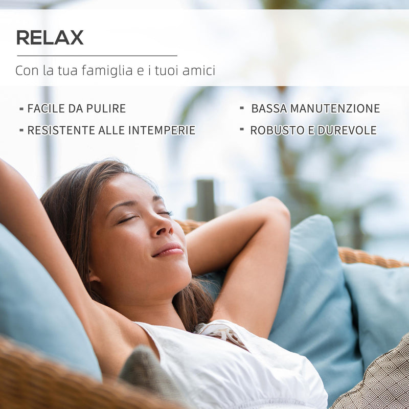 Divano da Giardino 141x71x75 cm in Polipropilene Effetto Rattan Grigio e Nero