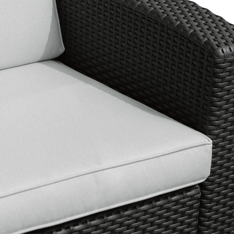 Divano da Giardino 141x71x75 cm in Polipropilene Effetto Rattan Grigio e Nero
