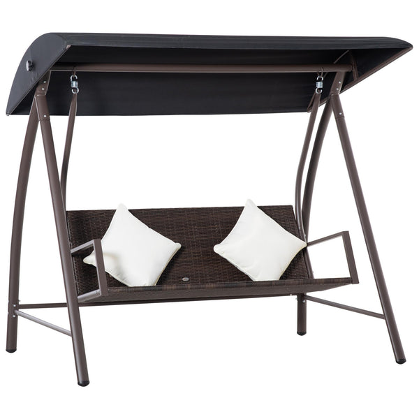 sconto Dondolo 3 Posti 198x124x179 cm in Rattan Polietilene e Metallo Marrone