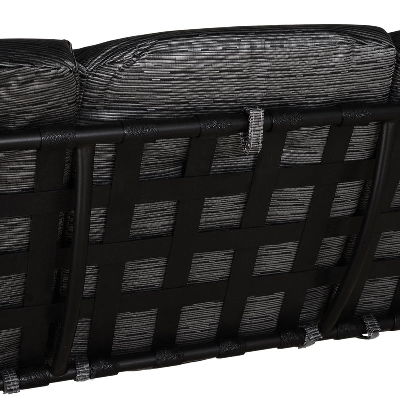 Dondolo 3 Posti 200x120x170 cm in Acciaio e Tessuto Nero