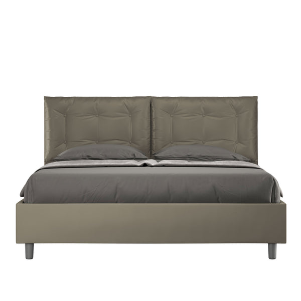 Letto Matrimoniale con Alzata Comoda Imbottito in Similpelle Annalisa Cappuccino Varie Misure sconto