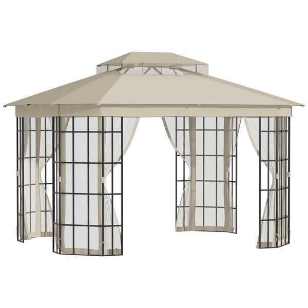 sconto Gazebo da Giardino 3,65x3m in Metallo Beige