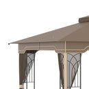 Gazebo da Giardino 3,65x3m in Metallo Marrone e Beige