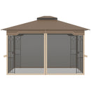 Gazebo da Giardino 3,65x3m in Metallo Marrone e Beige