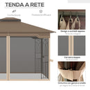 Gazebo da Giardino 3,65x3m in Metallo Marrone e Beige