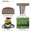 Gazebo da Giardino 3,65x3m in Metallo Marrone e Beige
