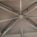 Gazebo da Giardino 3,65x3m in Metallo Marrone e Beige