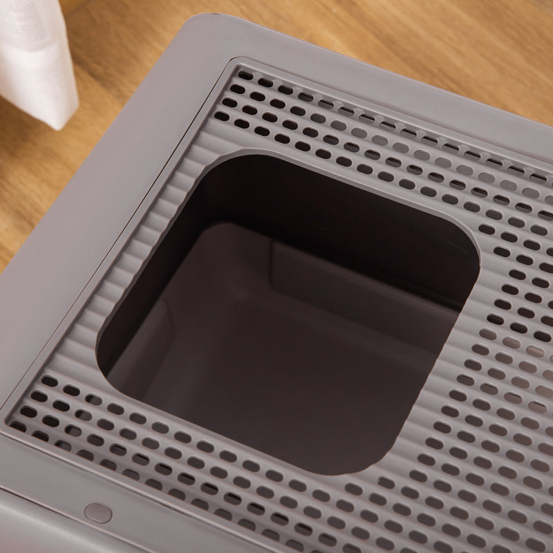 Lettiera Coperta per Gatti 53x40x40 cm in Plastica Viola e Bianco