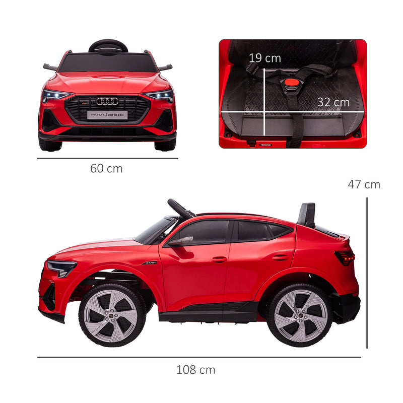 Macchina Elettrica per Bambini 12V con Licenza Audi E-Tron Sportback Rossa